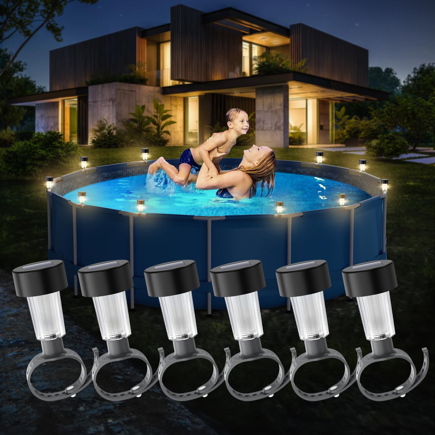 Outdoor Lighting Wire - 6 packages Solar Pool Light Frame