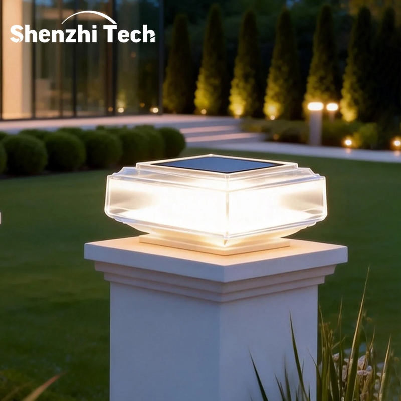 Outdoor Lighting On Fence - Modern Transparent Solar Post Lights, Dual