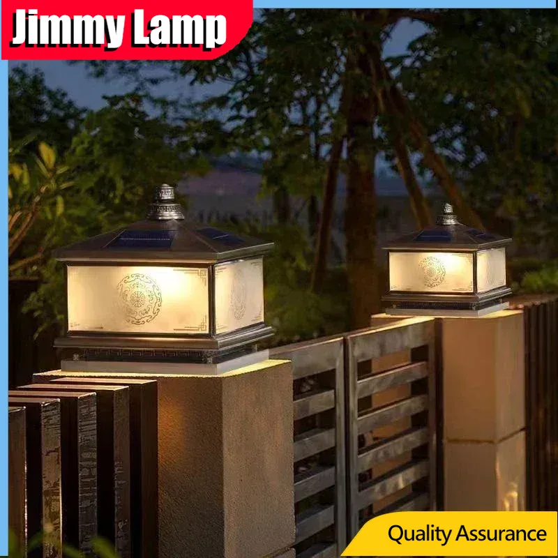 Outdoor Lighting Brass - Outdoor Solar Wall Lamp Retro Chinese