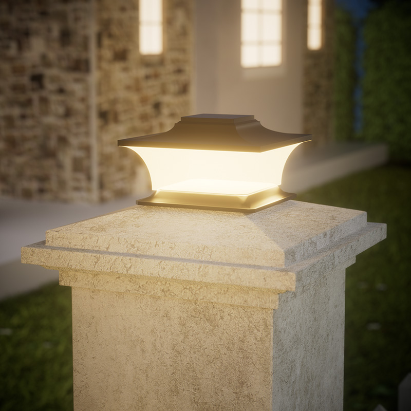 Outdoor Lighting On Fence - Solar Post Light with Auto On/Off,