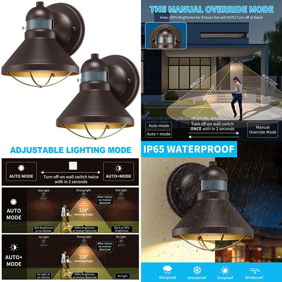 Outdoor Lighting Sensor - 2 Pack Motion Sensor Outdoor LED