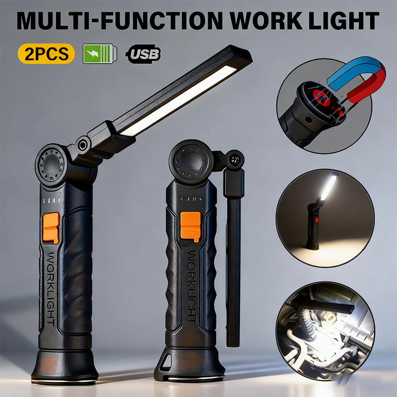 Outdoor Lighting Usa - Portable COB LED Flashlight USB Rechargeable