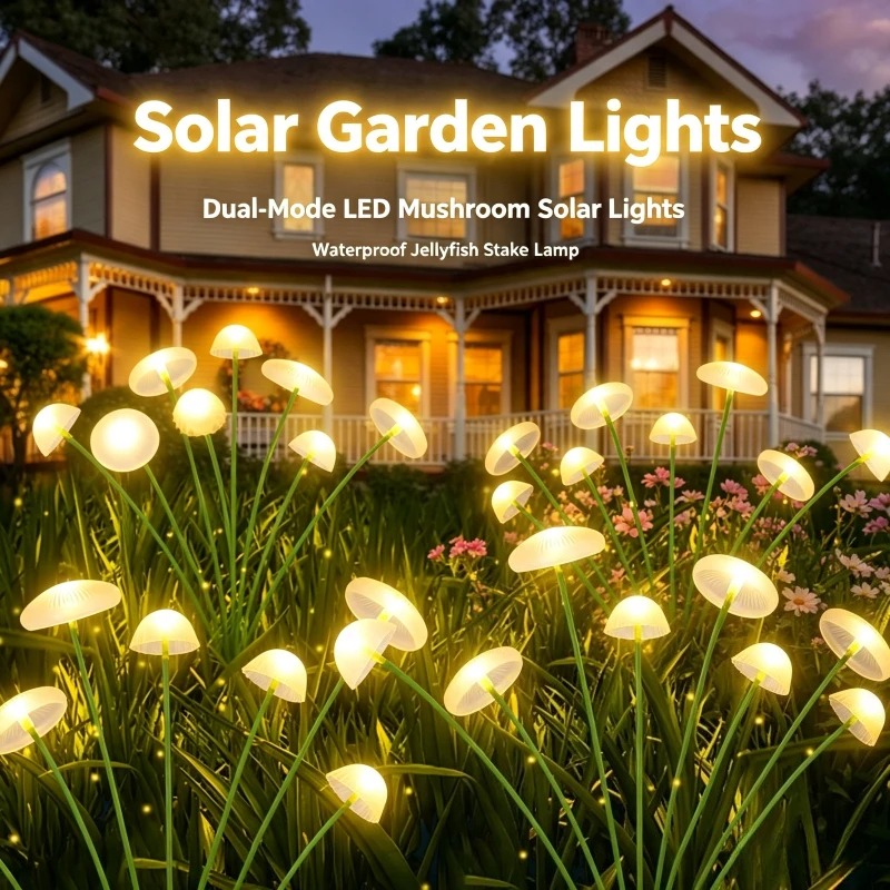 Outdoor Lighting Jellyfish - Solar Garden Lights Dual‑Mode LED Mushroom