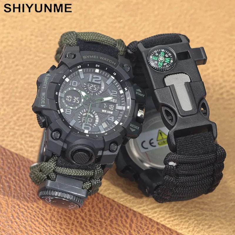 Outdoor Lighting Timer - SHIYUNME Outdoor Survival Men Watch Multifunctional