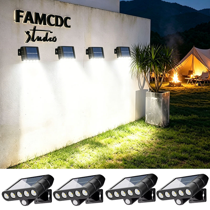 Outdoor Lighting On Fence - 4PCS Solar Powered Outdoor Wall Light