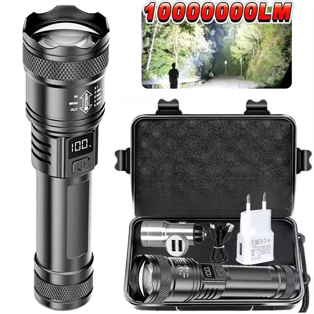 Outdoor Lighting Usa - Rechargeable LED Flashlight Zoomable Torch with