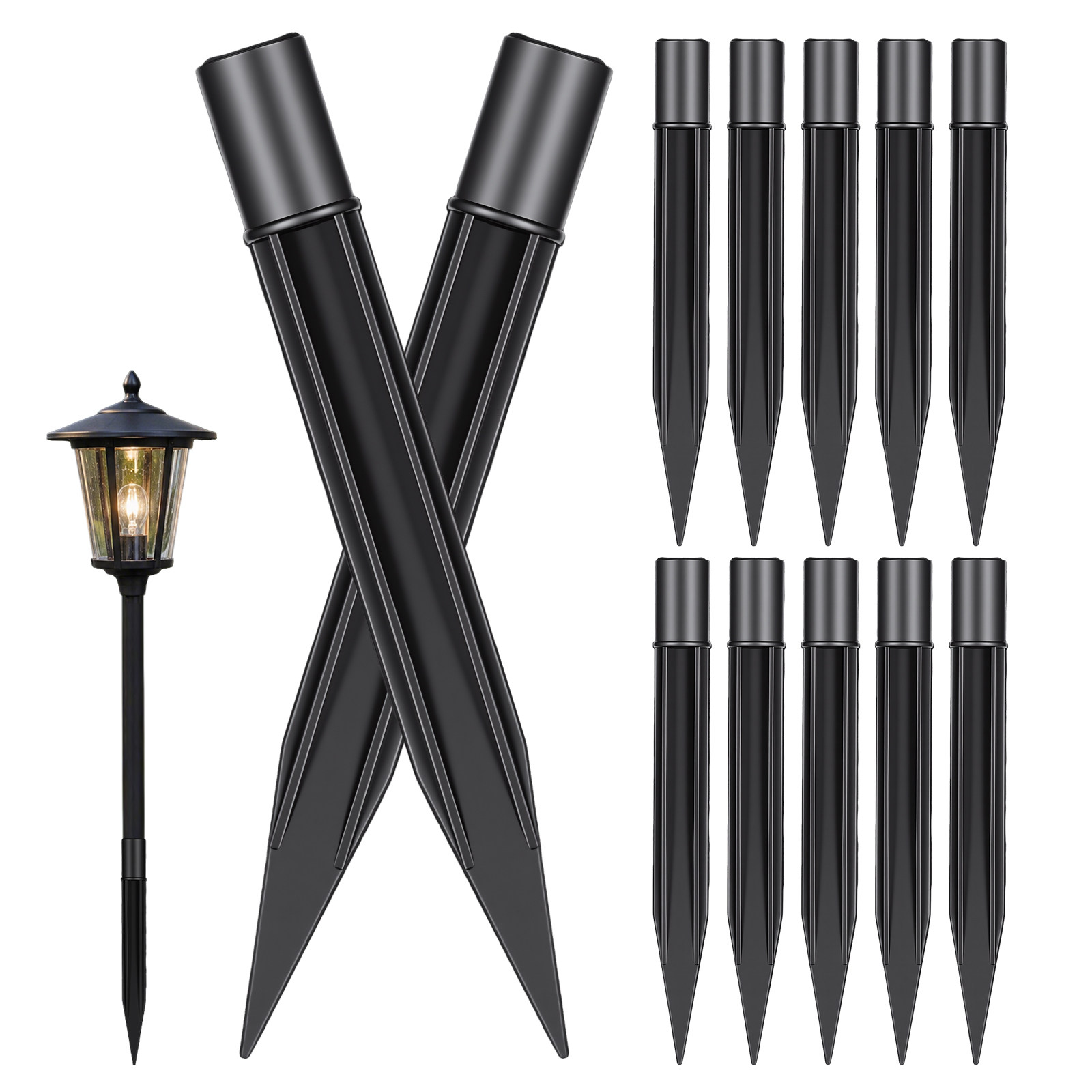 Outdoor Lighting In Ground - 8Pcs Plastic Ground Stakes for Lawn