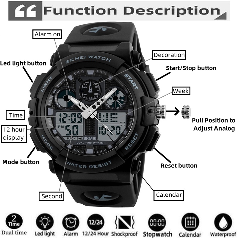 2017 New SKMEI Men Sports Watc - Outdoor Lighting Timer ulasan dan harga