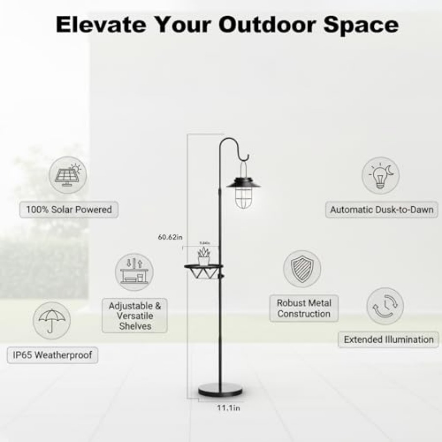 Solar Floor Lamp with Table, 6 - Outdoor Lighting Patio ulasan dan harga