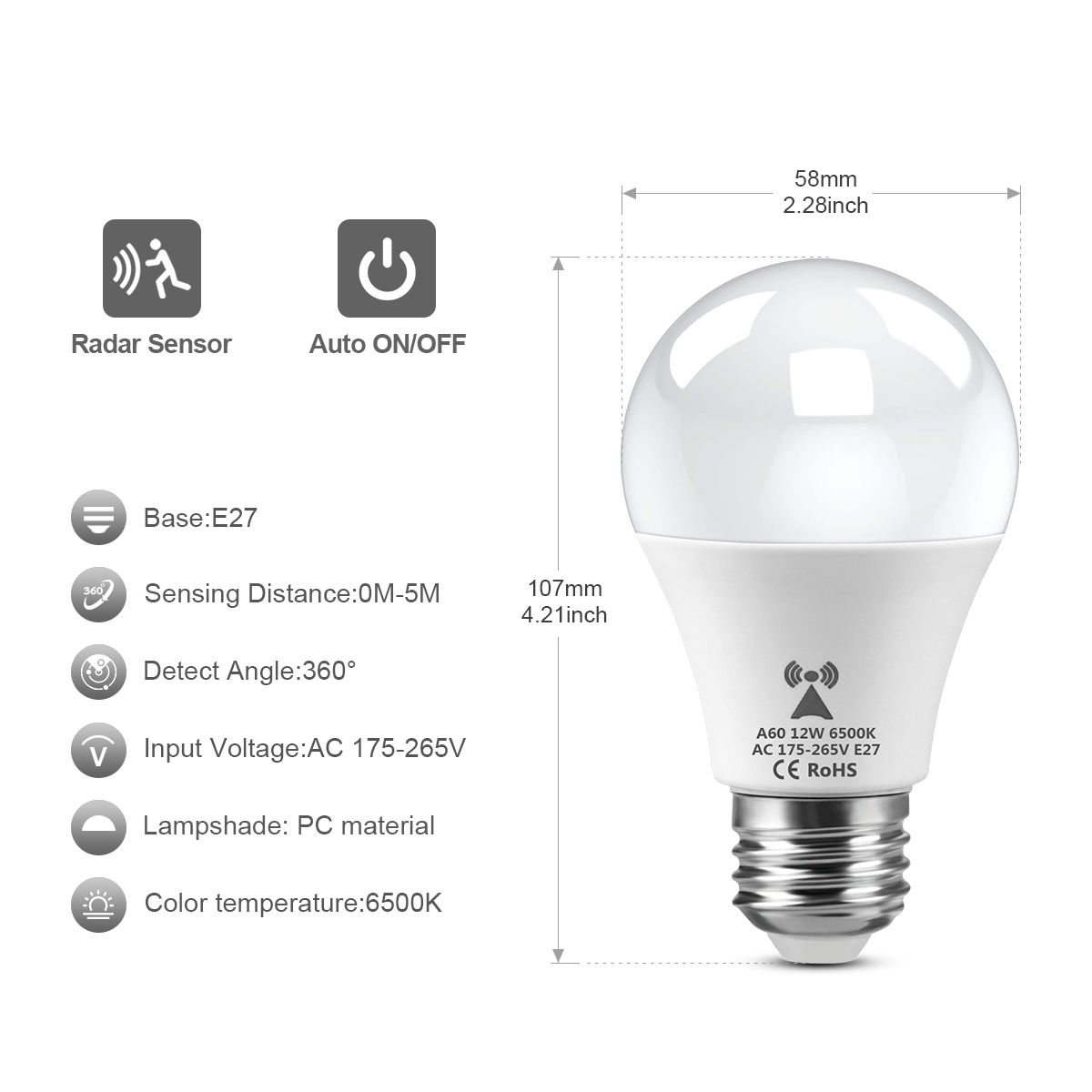 12W 220V LED Night Light Lamp  - Outdoor Lighting Sensor ulasan dan harga