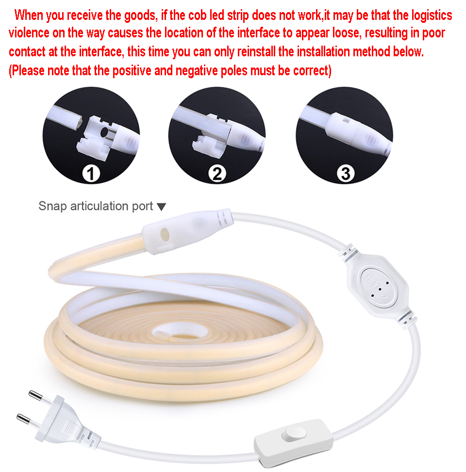 110V 220V Cob LED Strip Light  - Outdoor Lighting Switch ulasan dan harga