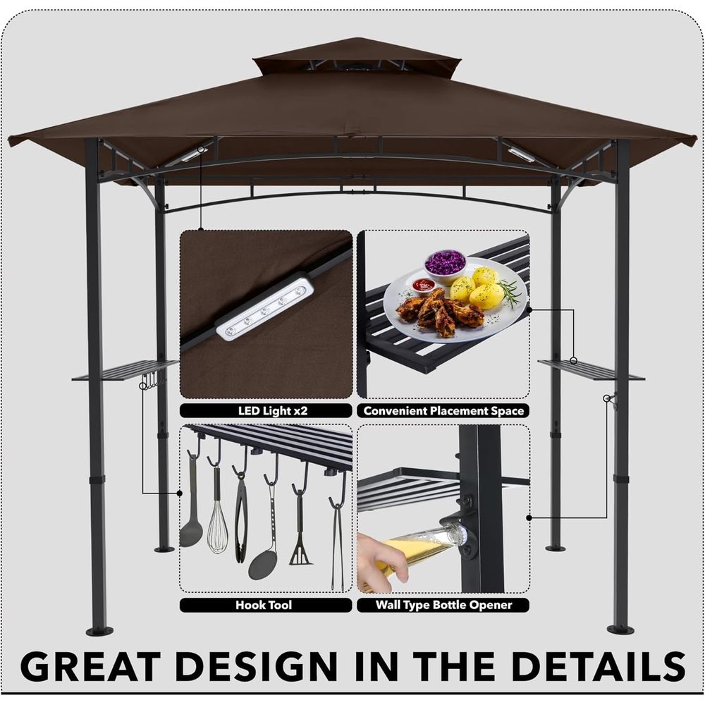 8ft x 5ft Outdoor BBQ Gazebo w - Outdoor Lighting For Gazebo ulasan dan harga