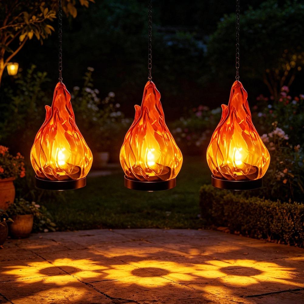 Solar Flame Hanging Lantern Li - Outdoor Lighting Patio ulasan dan harga