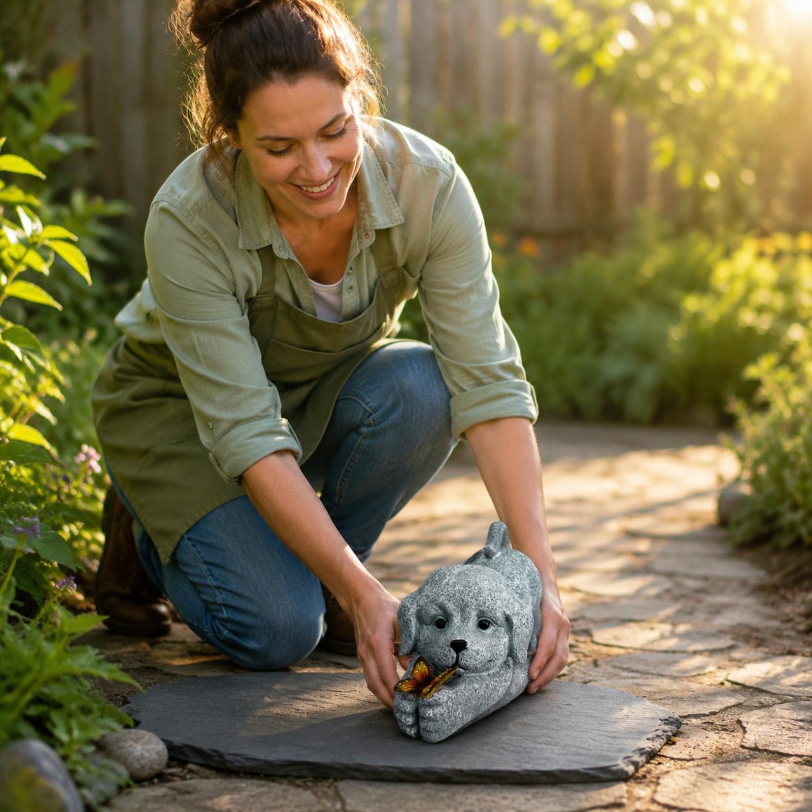 Solar Dog Statue Resin Craft S - Outdoor Lighting Wire ulasan dan harga
