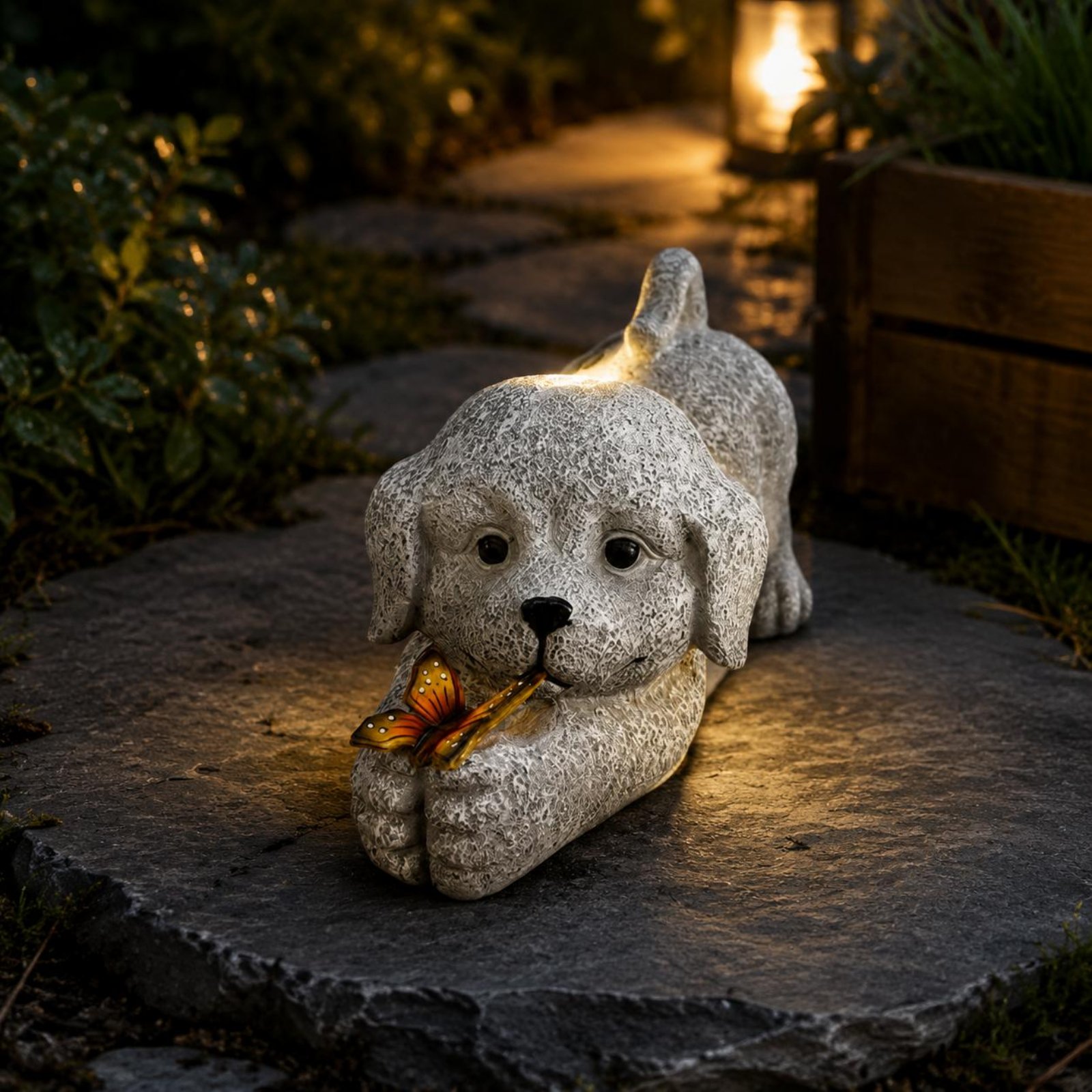 Solar Dog Statue Resin Craft S - Outdoor Lighting Wire ulasan dan harga