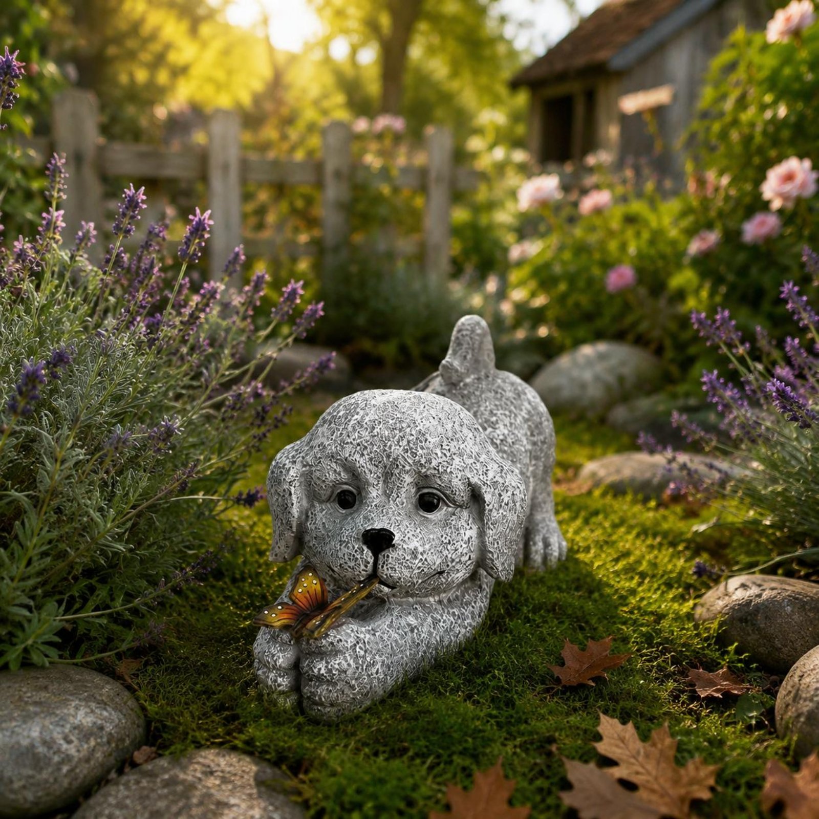 Solar Dog Statue Resin Craft S - Outdoor Lighting Wire ulasan dan harga