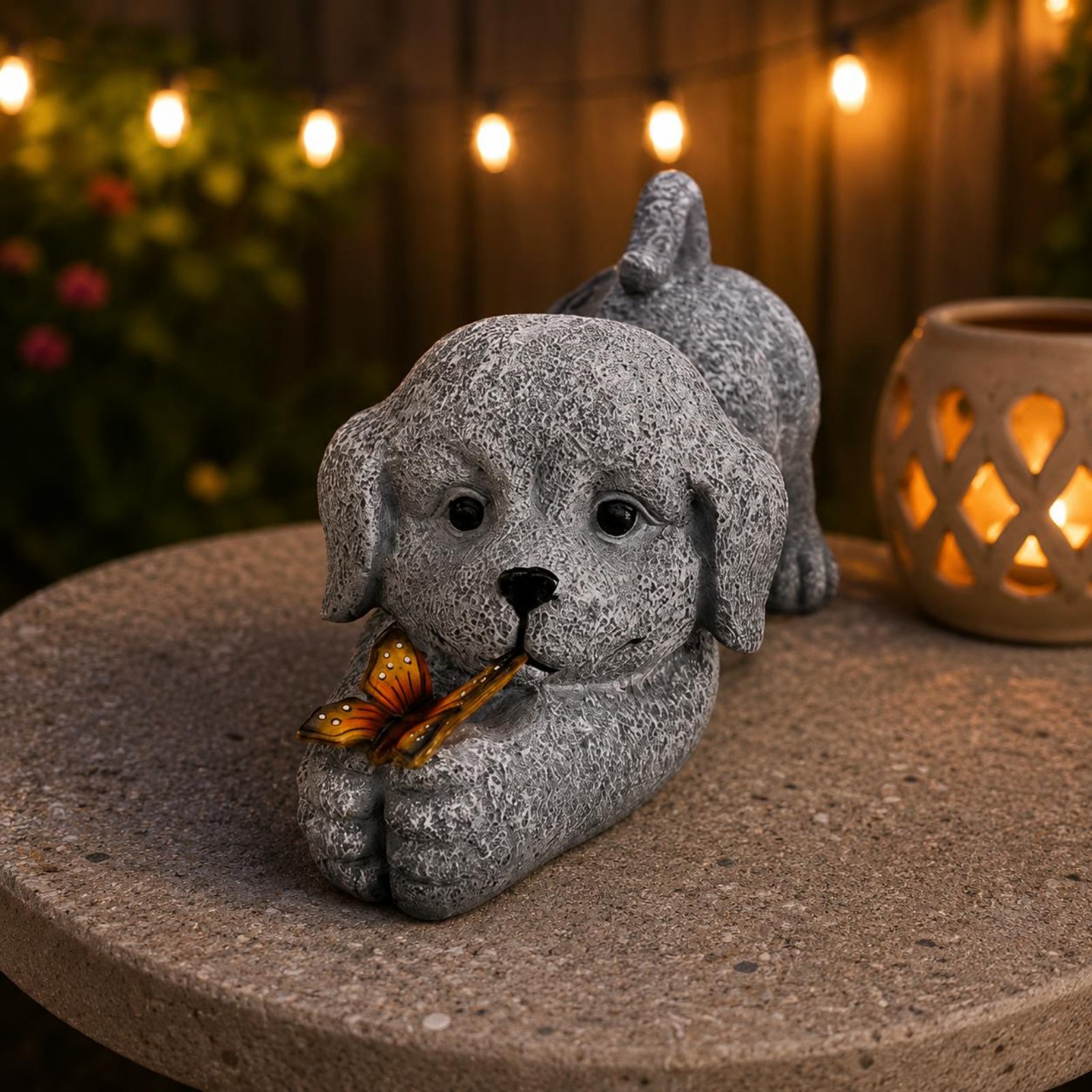 Solar Dog Statue Resin Craft S - Outdoor Lighting Wire ulasan dan harga