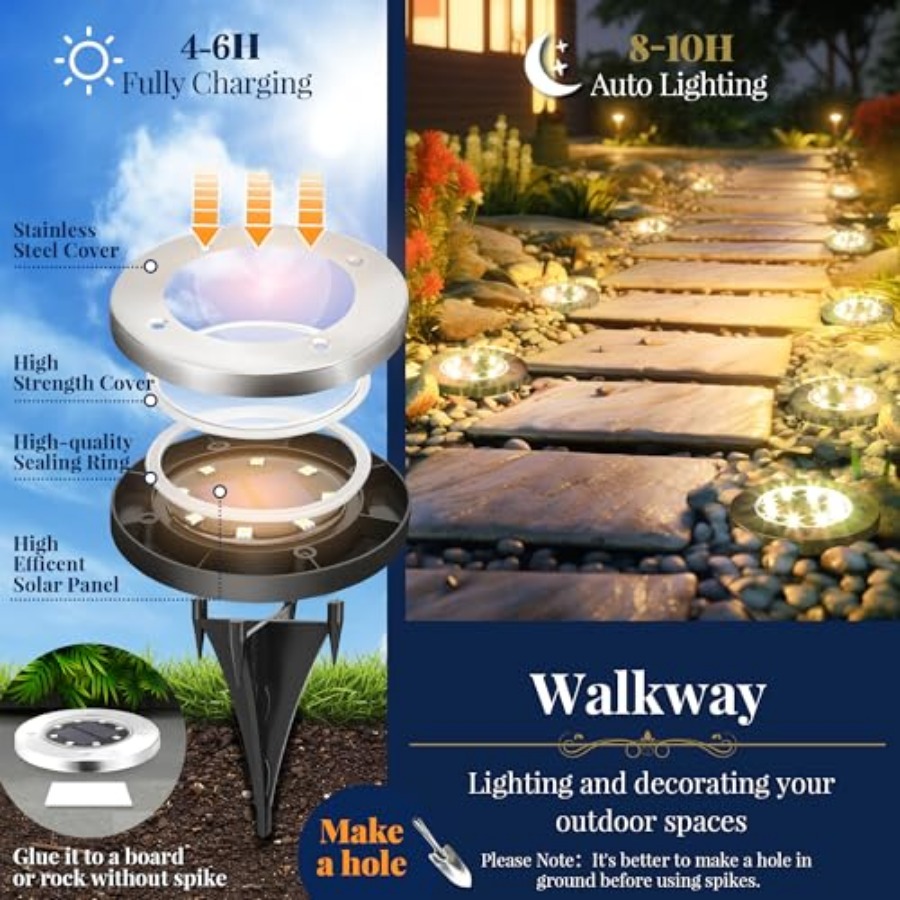 Solar Ground Lights Solar Ligh - Outdoor Lighting Patio ulasan dan harga