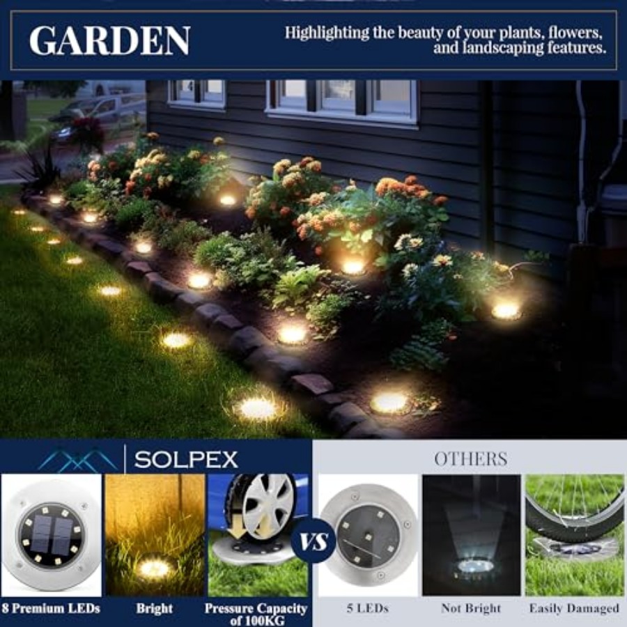 Solar Ground Lights Solar Ligh - Outdoor Lighting Patio ulasan dan harga